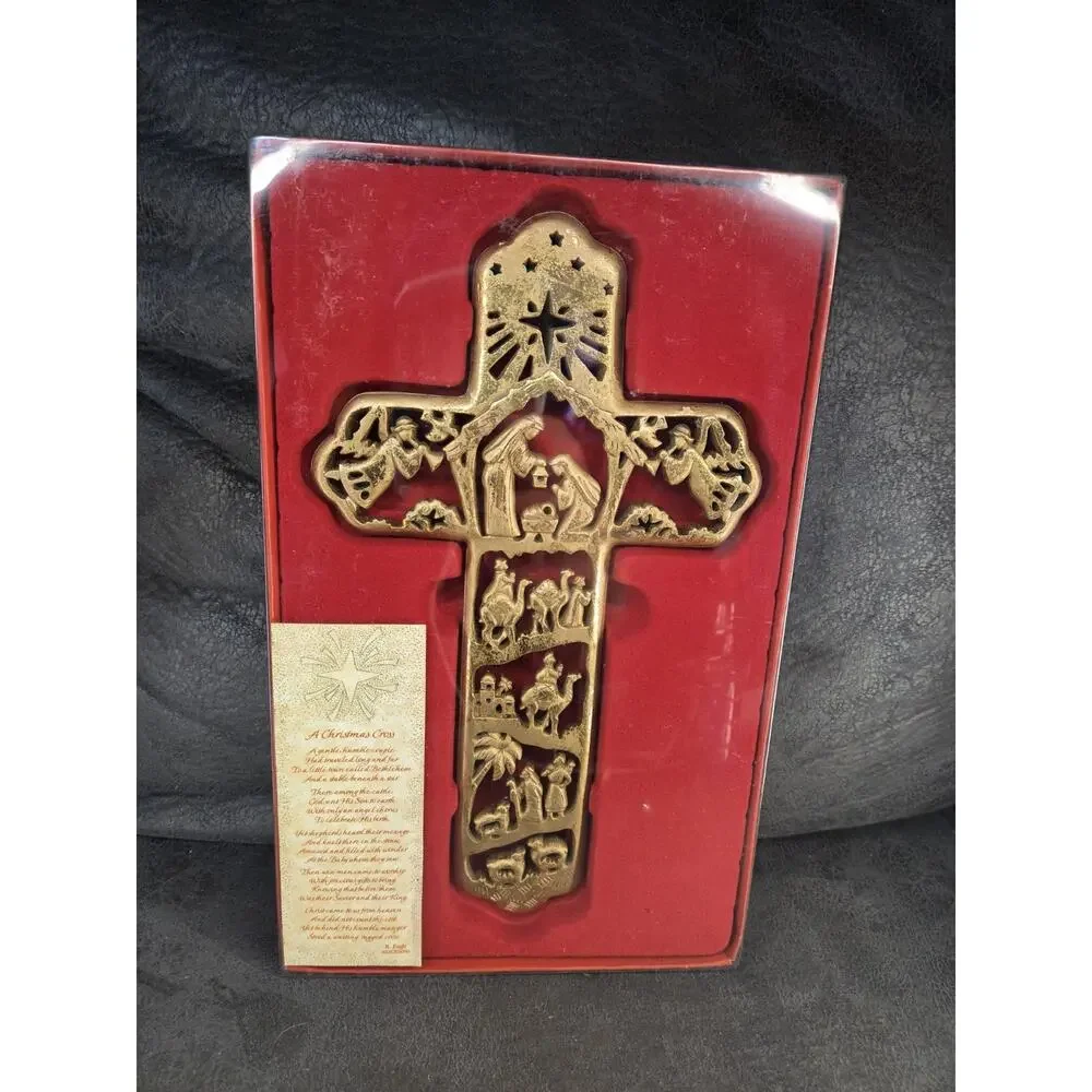 Vintage Dicksons Nativity Cross Wall Plaque Christmas Poem New Box Cokesbury